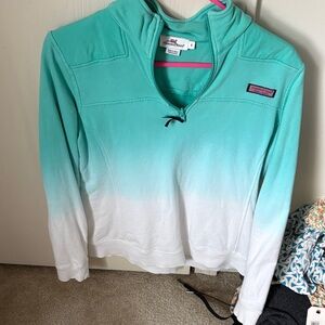 Vineyard Vines Women's Teal and White pullover